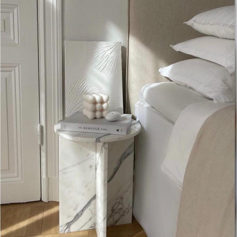 Elegant Marble Side Table - 30x45 cm - White By Alhome - 110110184 Accent & End Tables| Alhome
