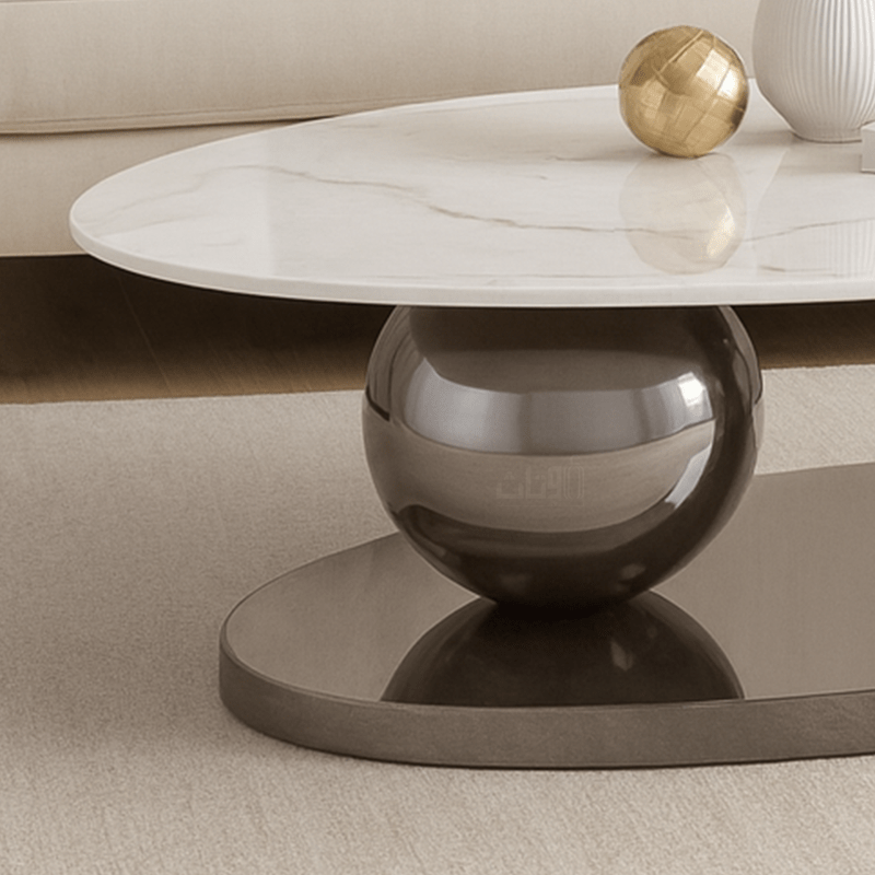 Elegant Oval Marble Coffee Table with Modern Metal Base Coffee Table| Otath