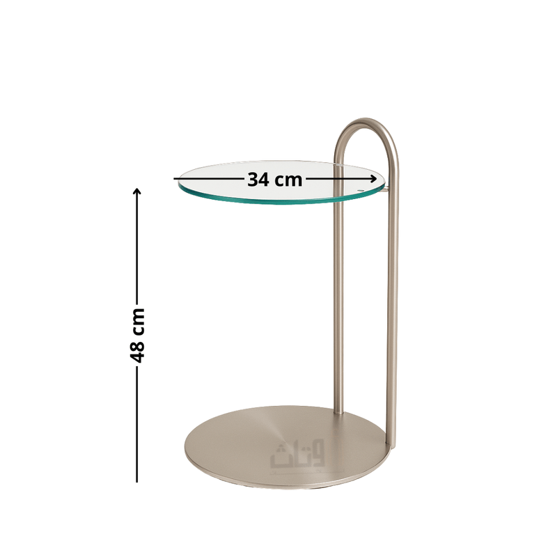 Elegant Side Table with Clear Glass Top and Shiny Silver Steel Base - Al Rugaib Furniture