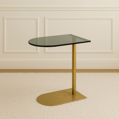 Elegant Side Table with Dark Glass Top and Sleek Gold Stainless Steel Base - Al Rugaib Furniture