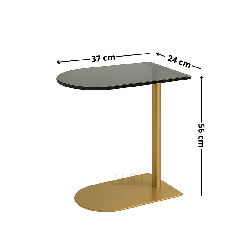 Elegant Side Table with Dark Glass Top and Sleek Gold Stainless Steel Base - Al Rugaib Furniture