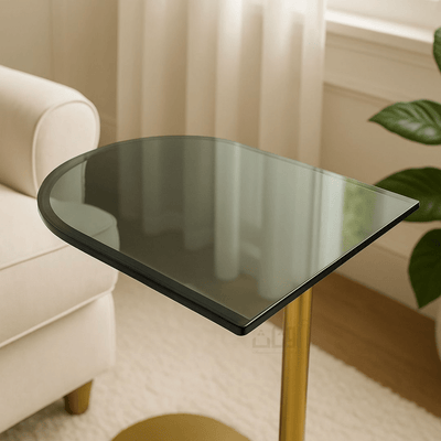 Elegant Side Table with Dark Glass Top and Sleek Gold Stainless Steel Base - Al Rugaib Furniture
