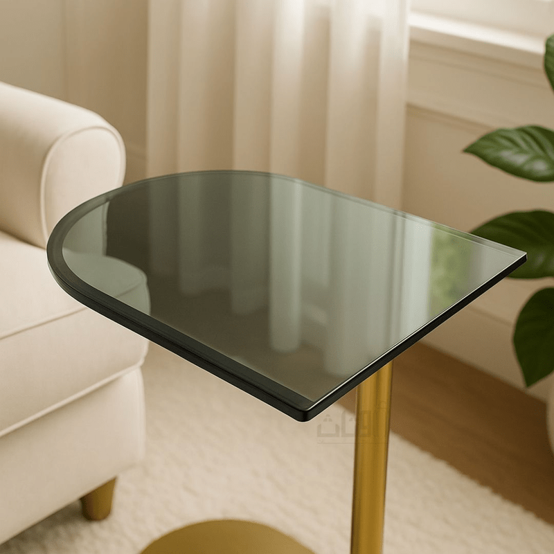 Elegant Side Table with Dark Glass Top and Sleek Gold Stainless Steel Base - Al Rugaib Furniture