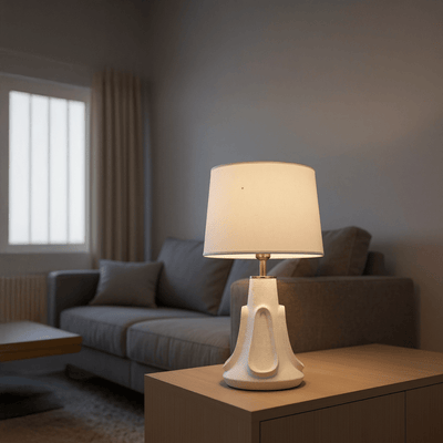 Elegant Table Lamp with White Fabric Shade - Al Rugaib Furniture