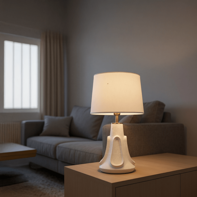 Elegant Table Lamp with White Fabric Shade - Al Rugaib Furniture