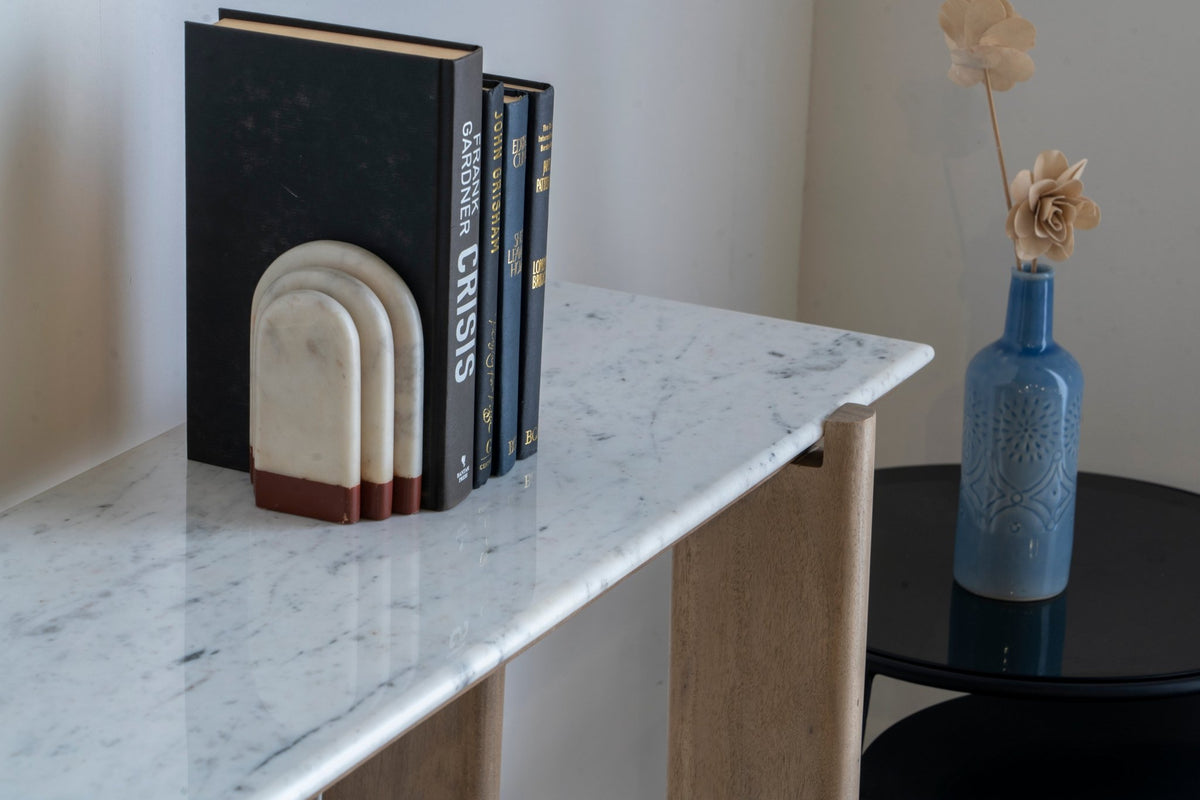 ELEN Acacia wood White Marble Console table Coffee Tables| Roots Furniture