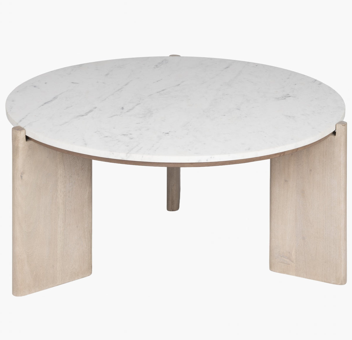 ELEN Acacia wood White Marble Round Coffee table Coffee Tables| Roots Furniture