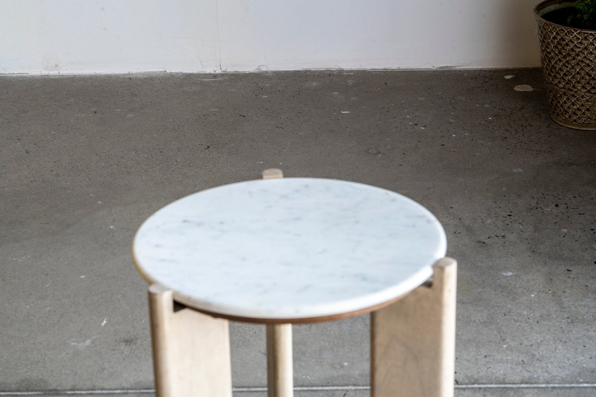ELEN Acacia wood White Marble Side table Coffee Tables| Roots Furniture