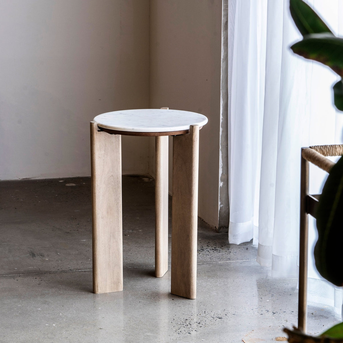 ELEN Acacia wood White Marble Side table Coffee Tables| Roots Furniture