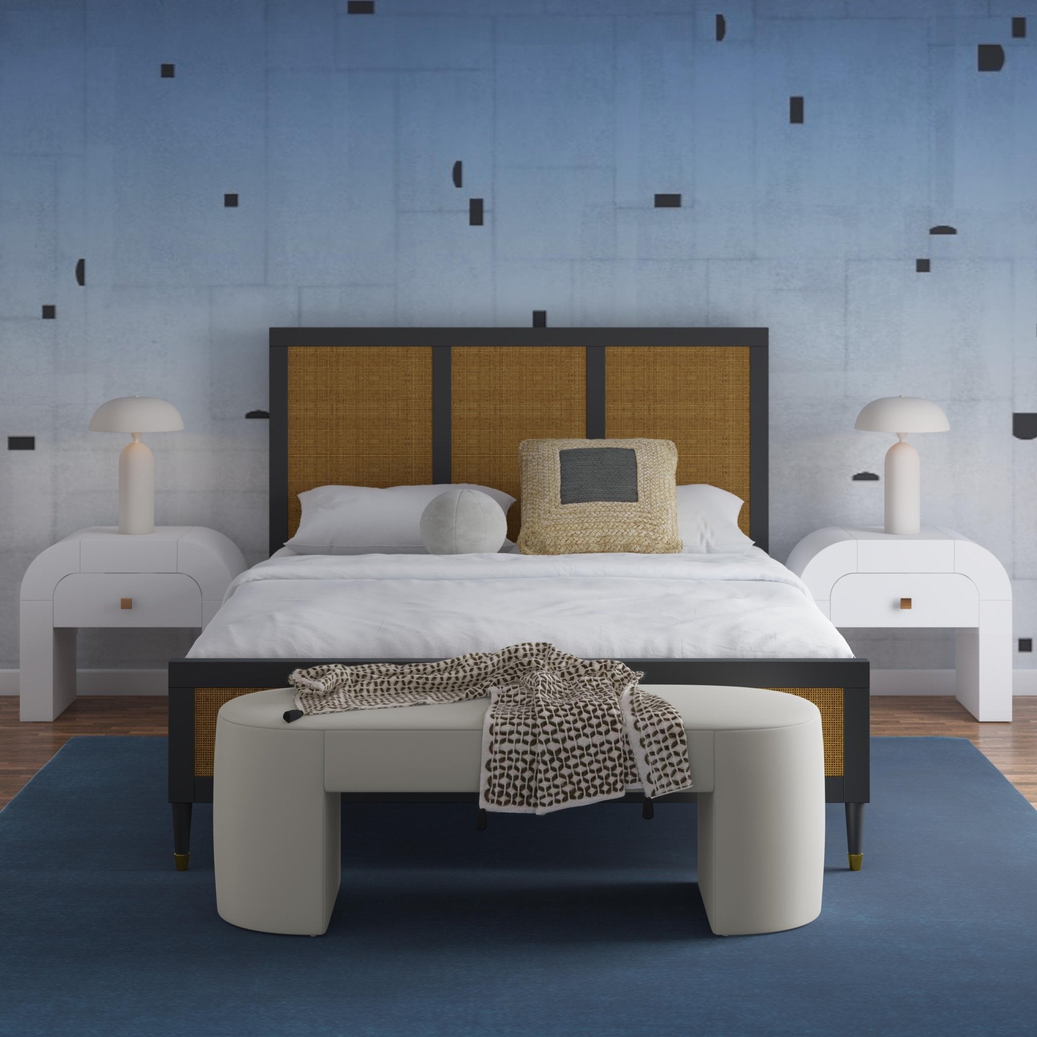 Elena Cream Velvet Bench Benches| TOV