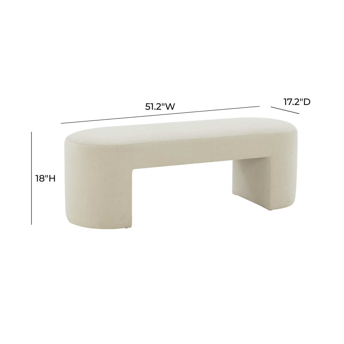 Elena Cream Velvet Bench Benches| TOV