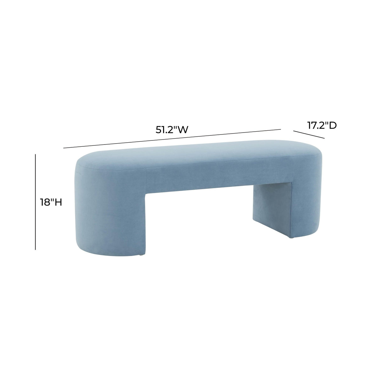 Elena Light Blue Velvet Bench Benches| TOV