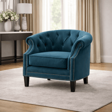 Elevated Greek Navy Blue Accent  Chair