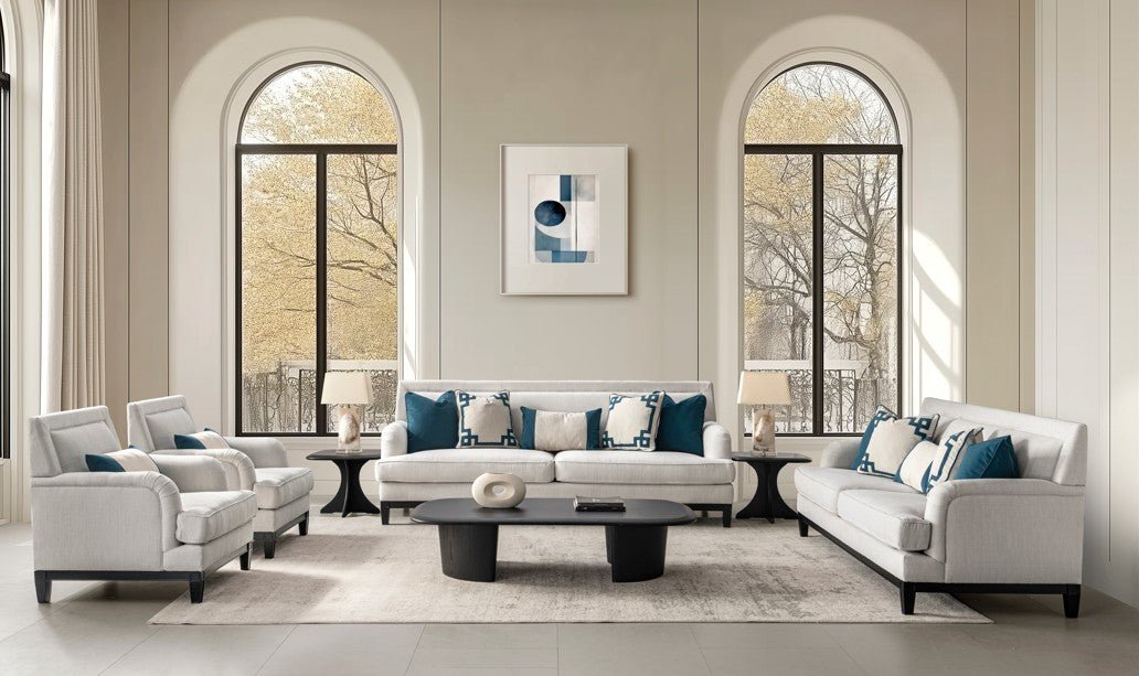 Greek Key Off White Loveseat Sofas & Loveseats| Roots Furniture
