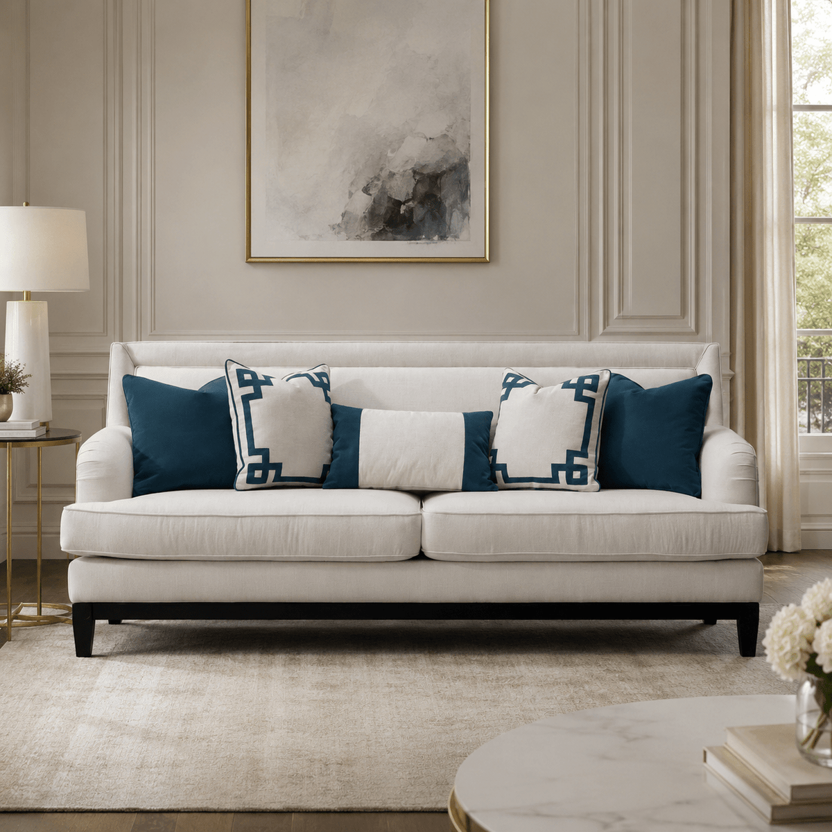 Greek Key Off White Sofa Sofas & Loveseats| Roots Furniture
