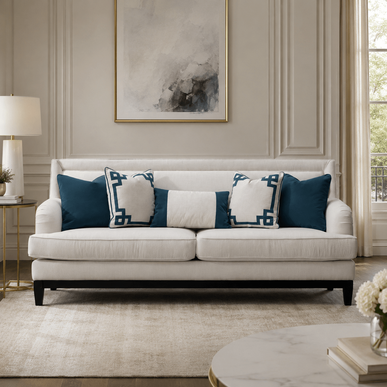 Greek Key Off White Sofa Sofas & Loveseats| Roots Furniture