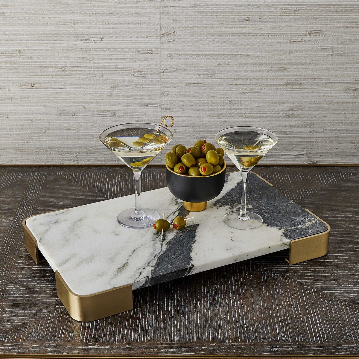Elevated Tray/Plateau - Panda Marble Medium Tray| Uttermost