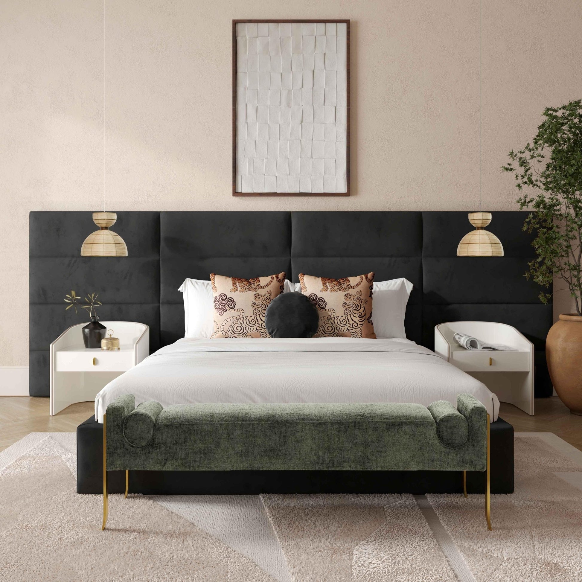 Eliana Black Velvet King Wings (Set of 2) Beds| TOV