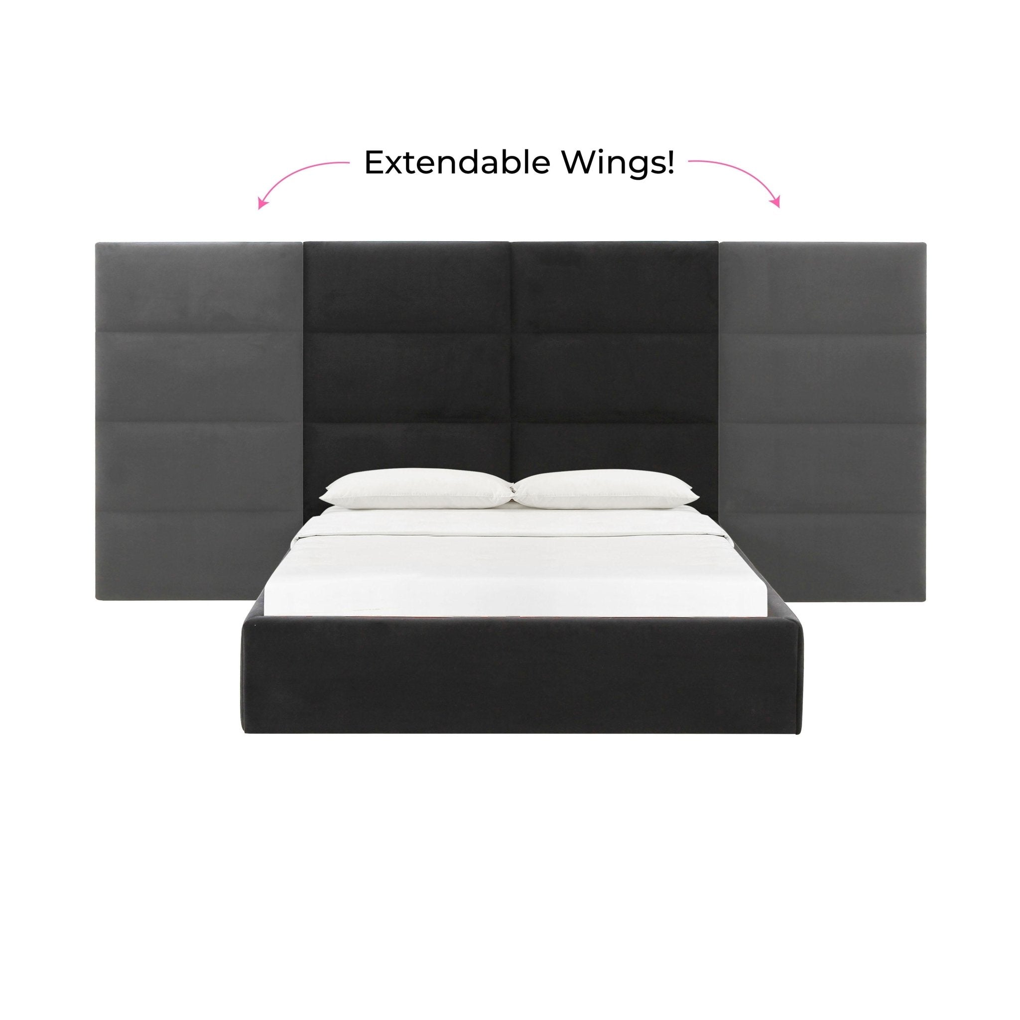 Eliana Black Velvet King Wings (Set of 2) Beds| TOV