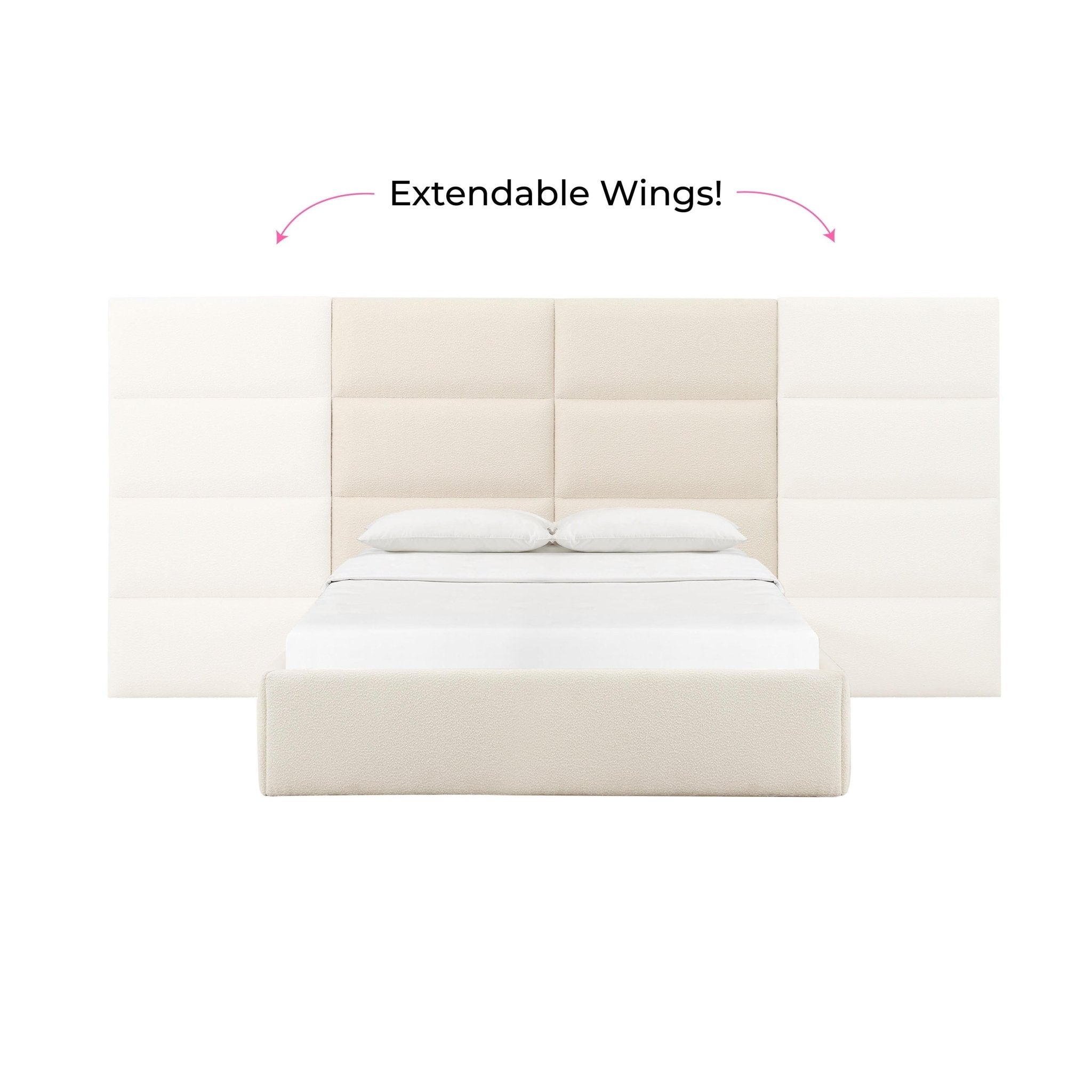 Eliana Cream Boucle King Wings (Set of 2) Beds| TOV