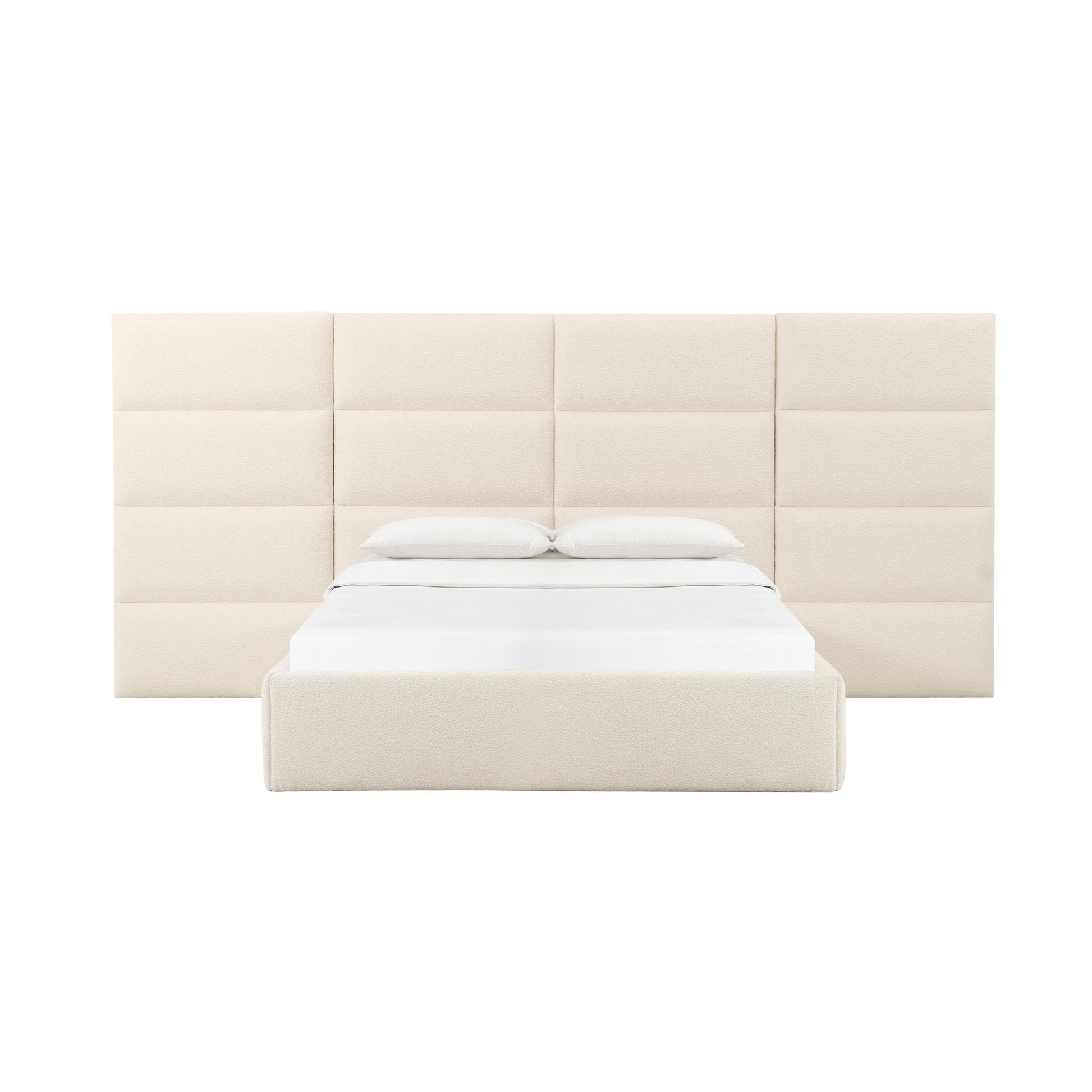 Eliana Cream Boucle Queen Bed with Wings Beds| TOV