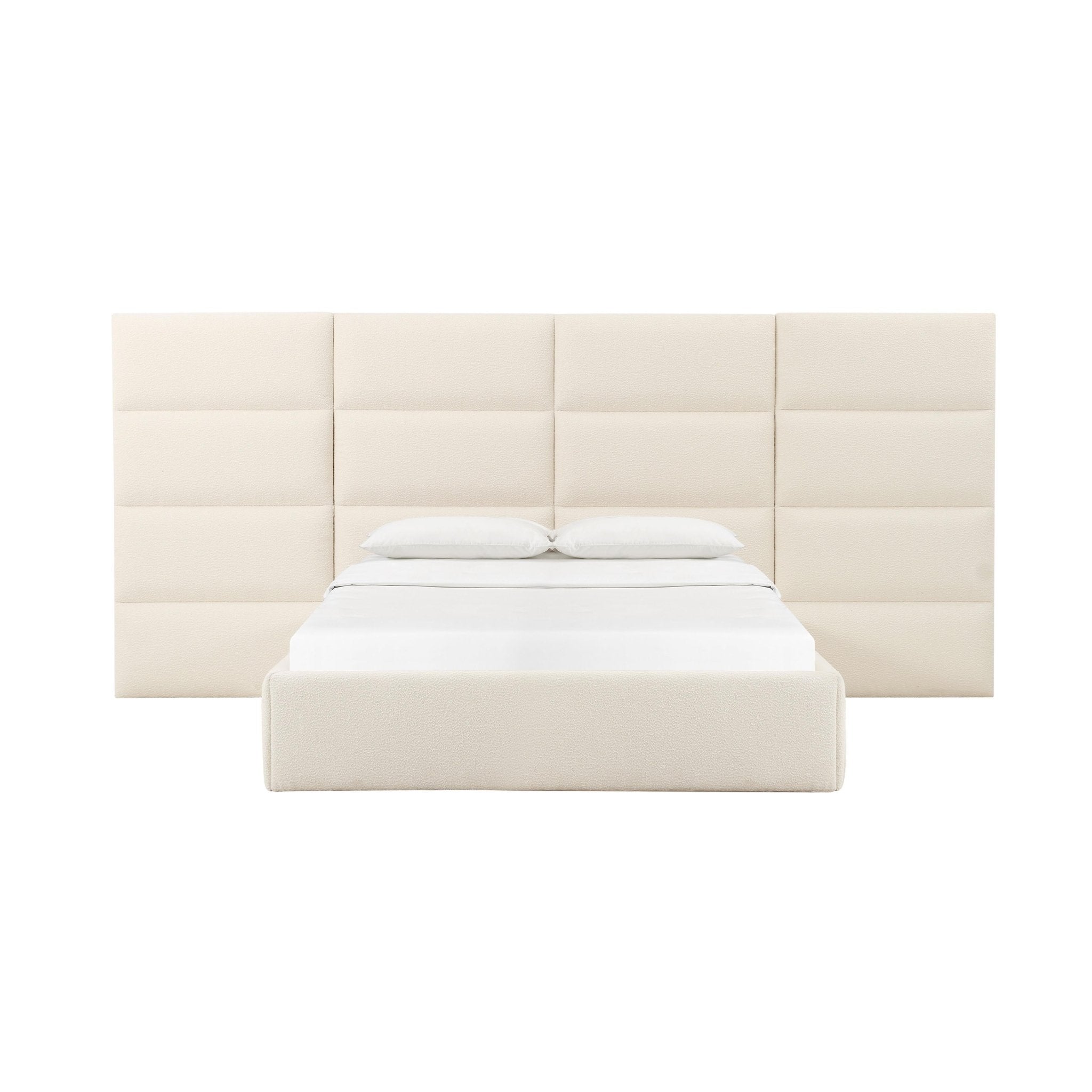 Eliana Cream Boucle Queen Bed with Wings Beds| TOV