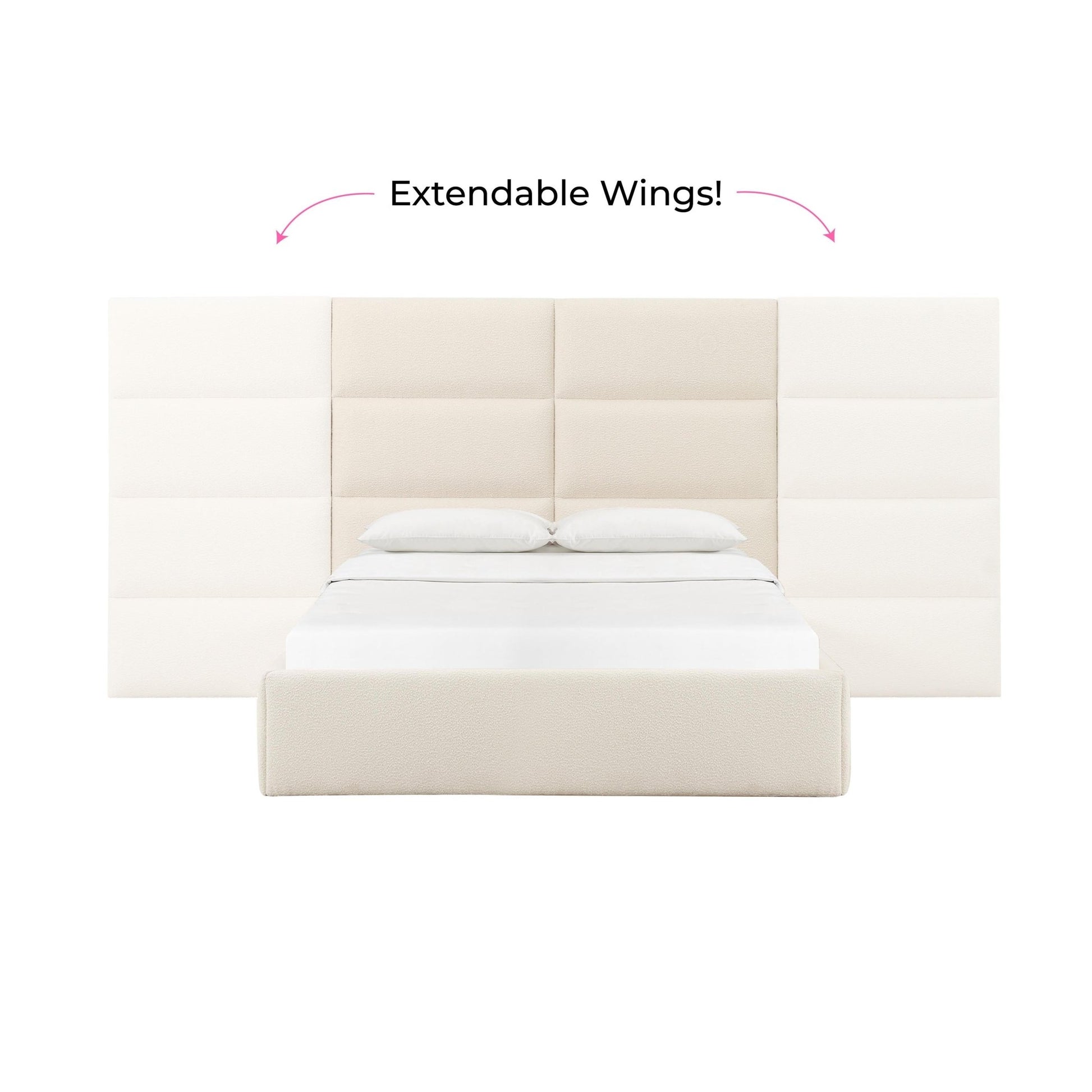 Eliana Cream Boucle Queen Wings (Set of 2) Beds| TOV
