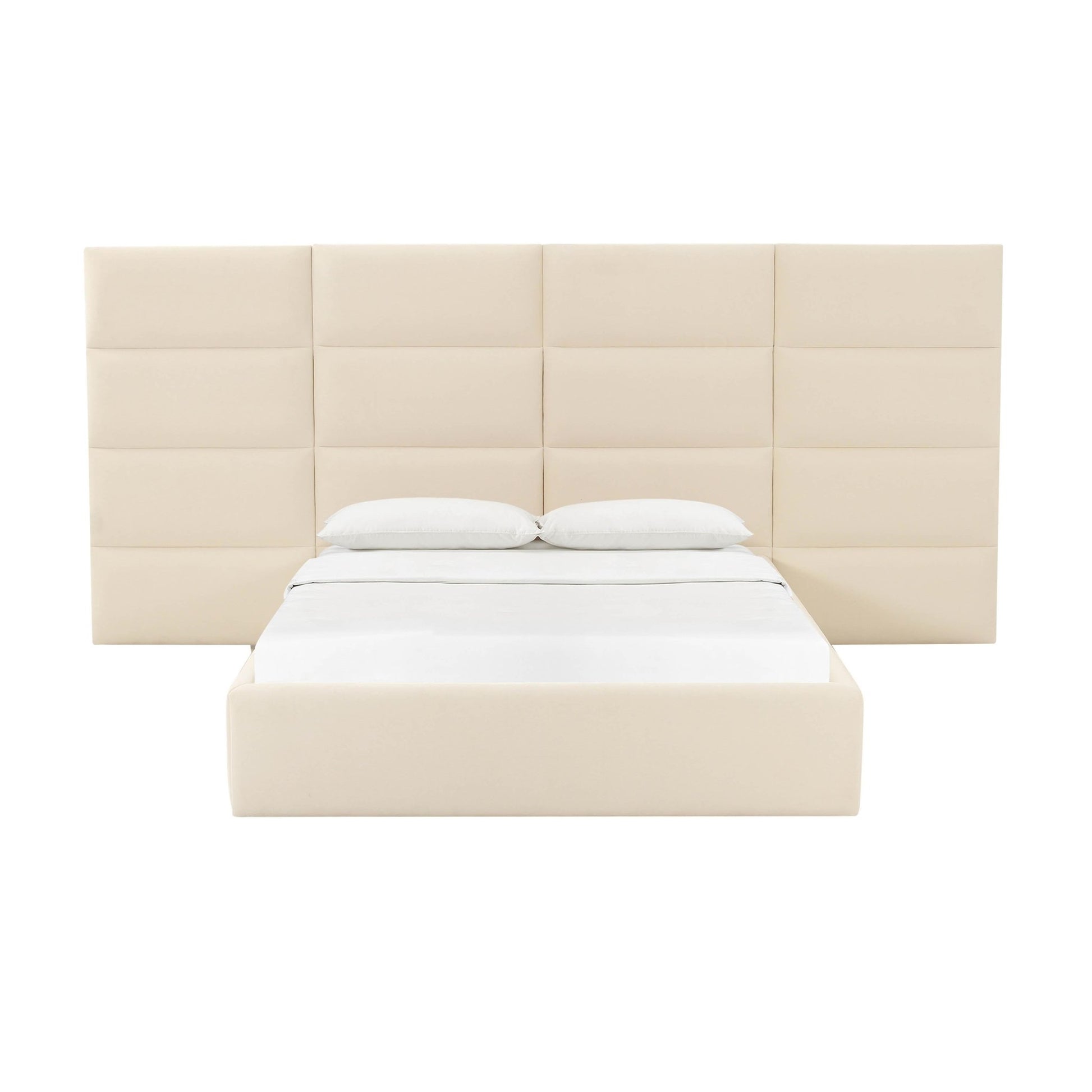 Eliana Cream Velvet Queen Wings (Set of 2) Beds| TOV