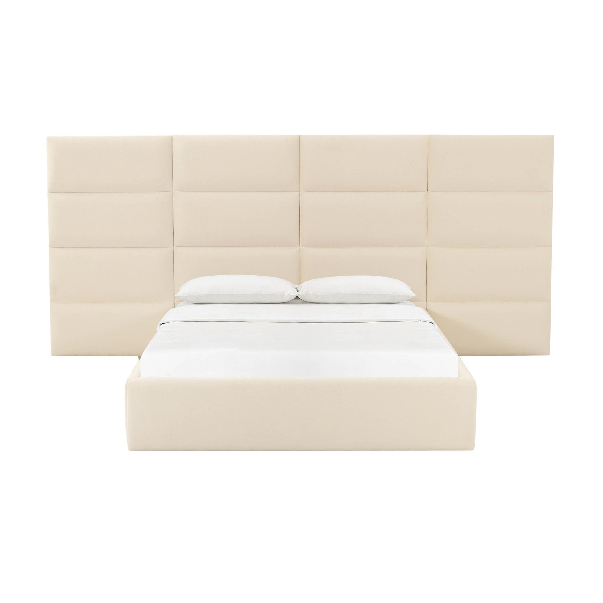 Eliana Cream Velvet Queen Wings (Set of 2) Beds| TOV