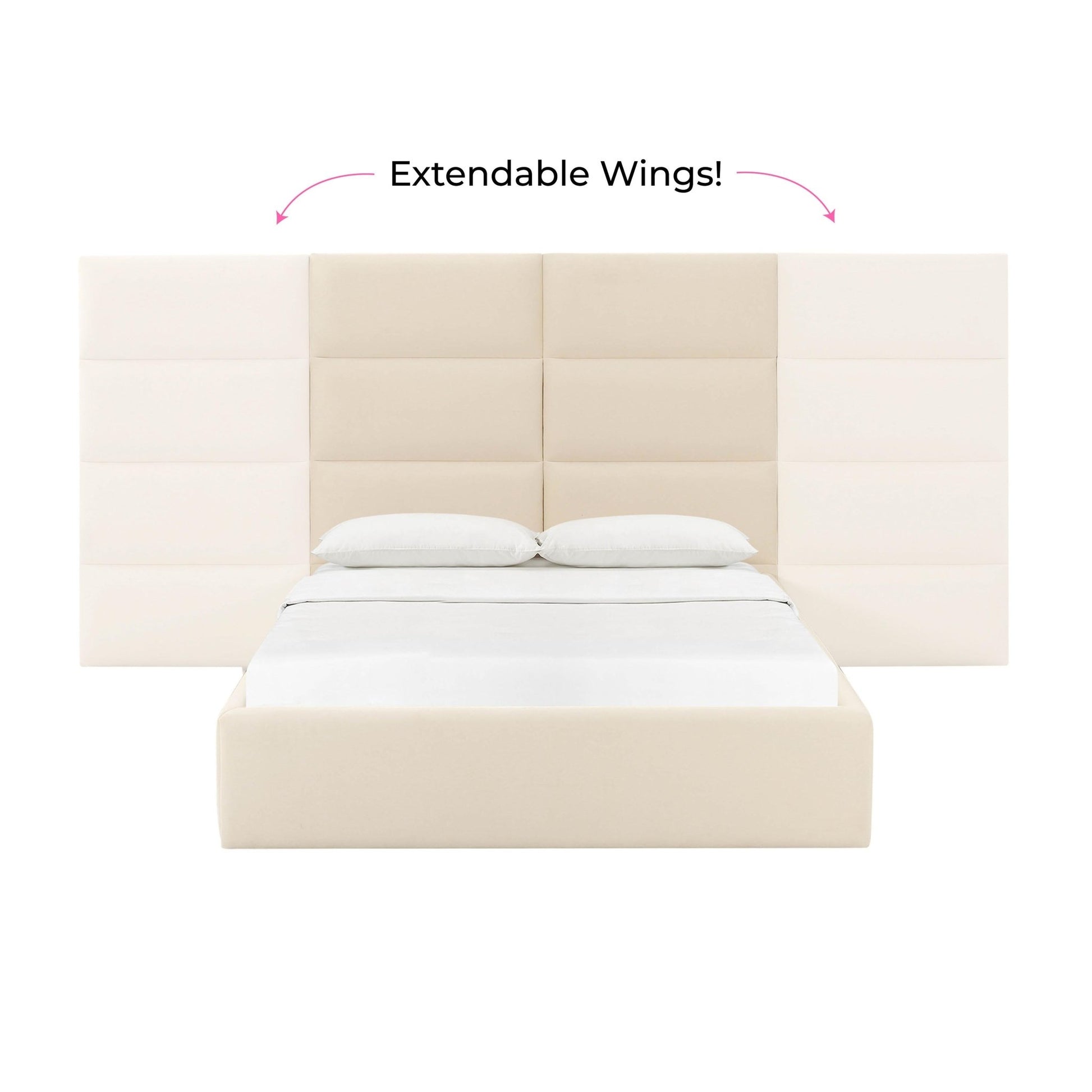 Eliana Cream Velvet Queen Wings (Set of 2) Beds| TOV