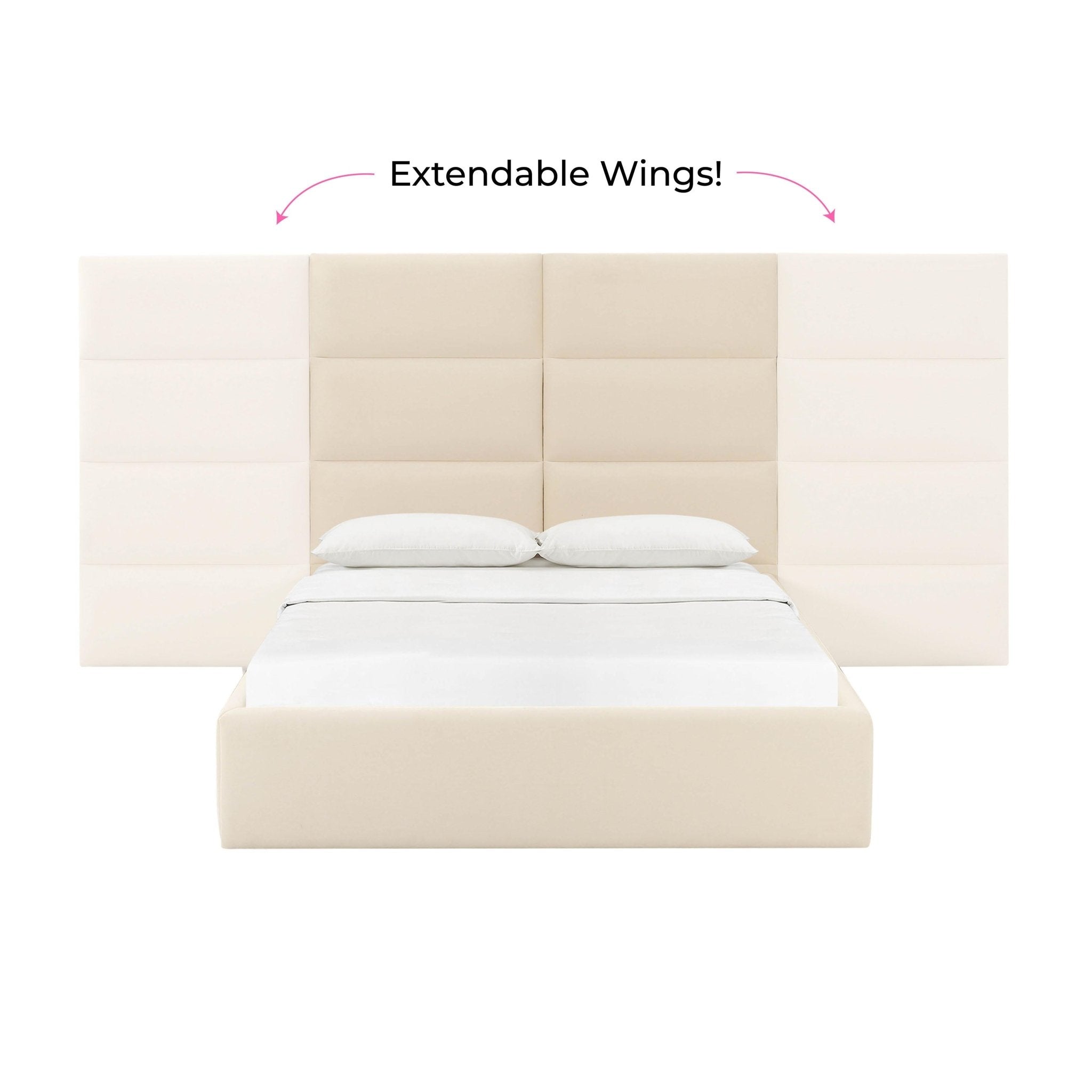 Eliana Cream Velvet Queen Wings (Set of 2) Beds| TOV