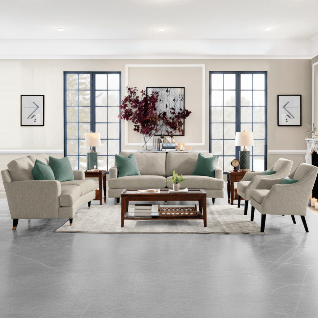 Elif Beige Living Room Set Roots Furniture