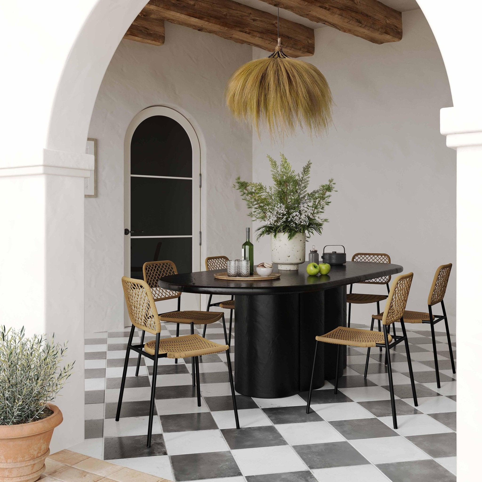 Elika Black Faux Plaster Oval Dining Table Dining Tables| TOV