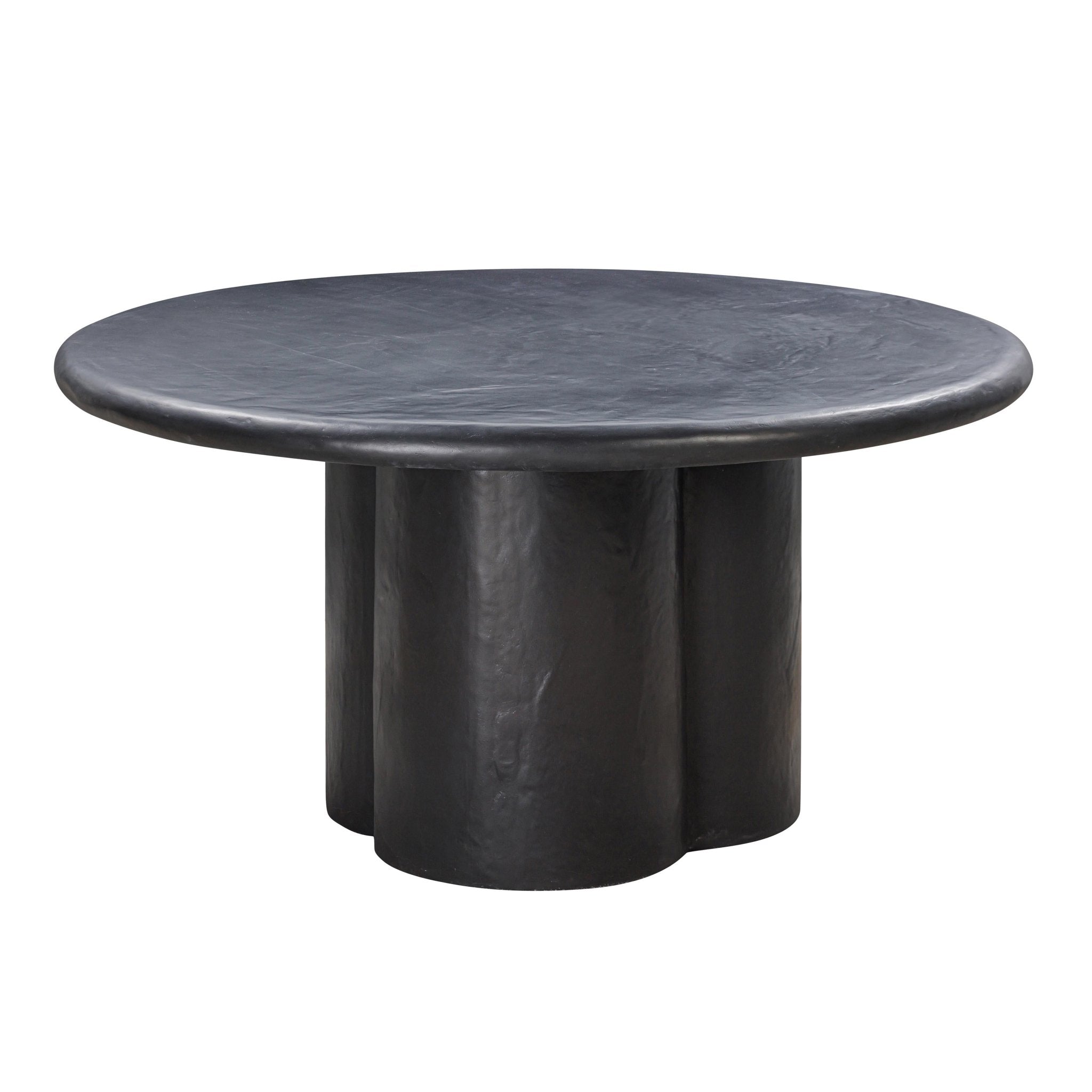 Elika Black Faux Plaster Round Dining Table Dining Tables| TOV