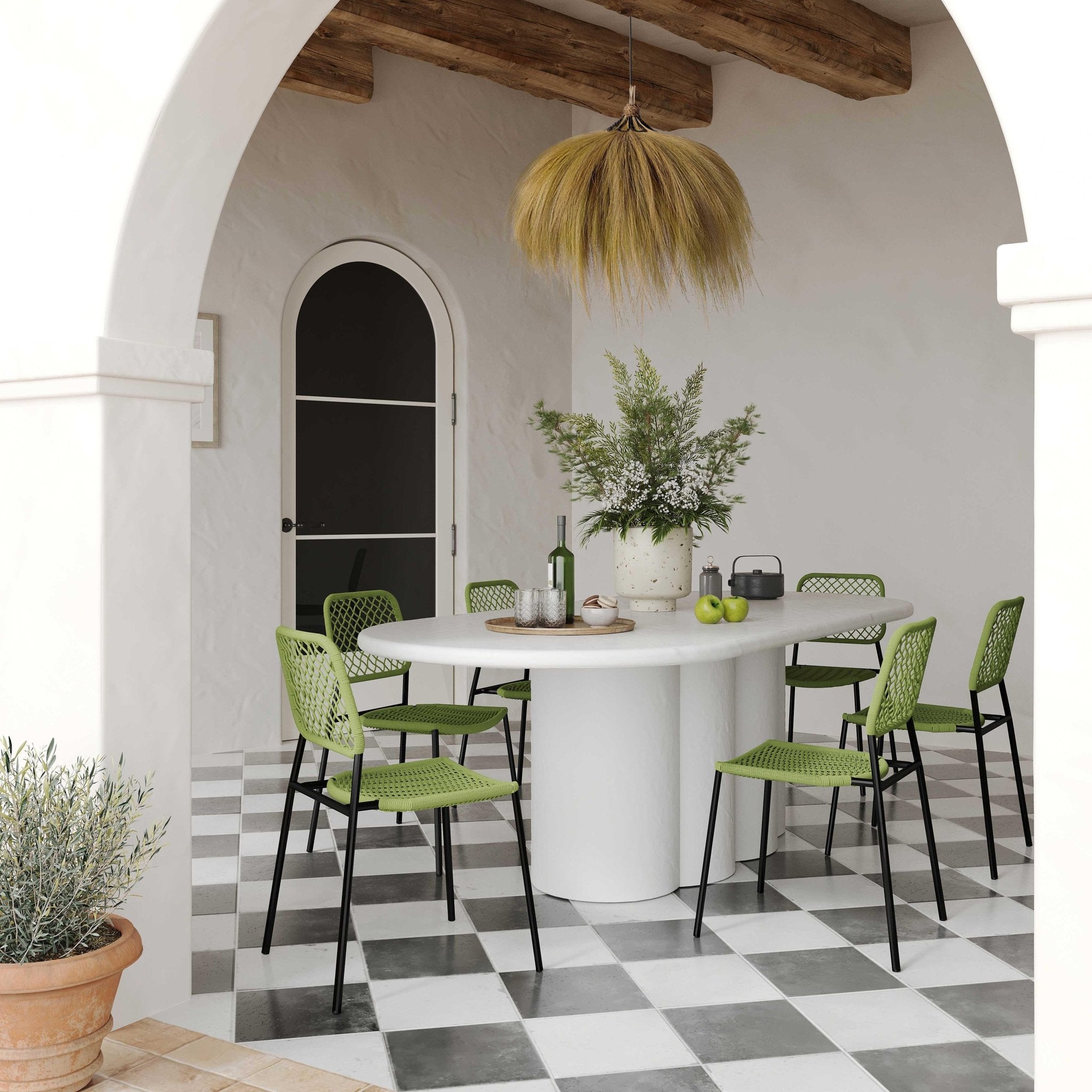 Elika White Faux Plaster Oval Dining Table Dining Tables| TOV