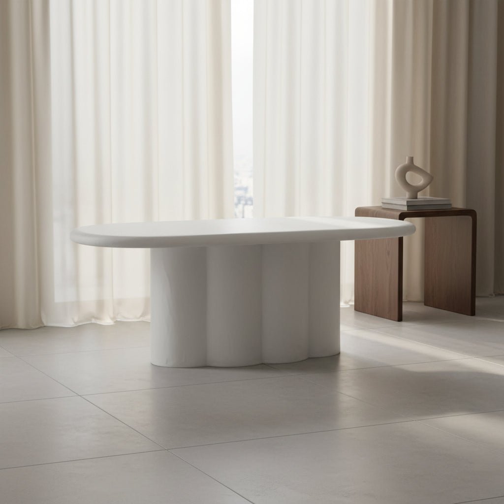 Elika White Faux Plaster Oval Dining Table Dining Tables| TOV