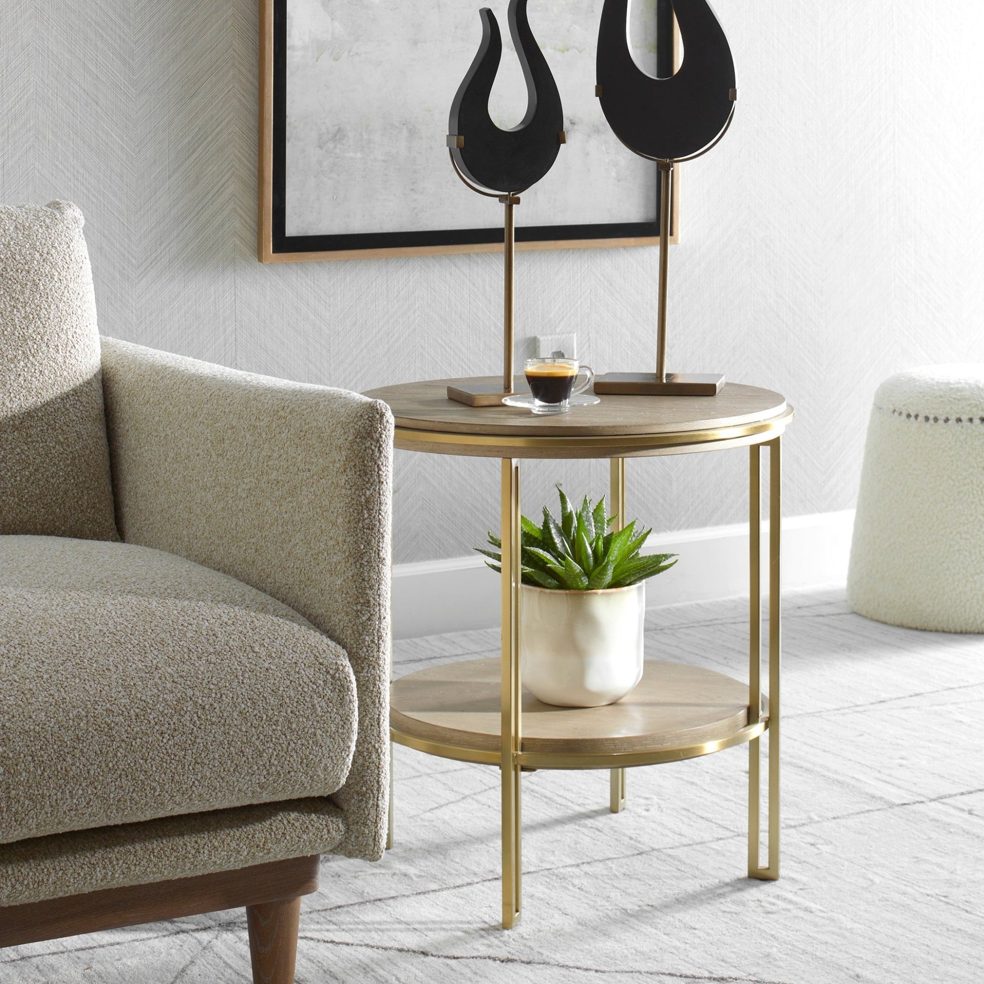 Elise Round Brass Side Table Accent & End Tables| Uttermost