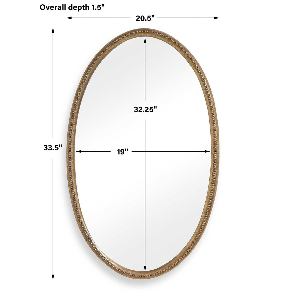 Ellis Beaded Brass Oval Mirror Mirrors| Uttermost