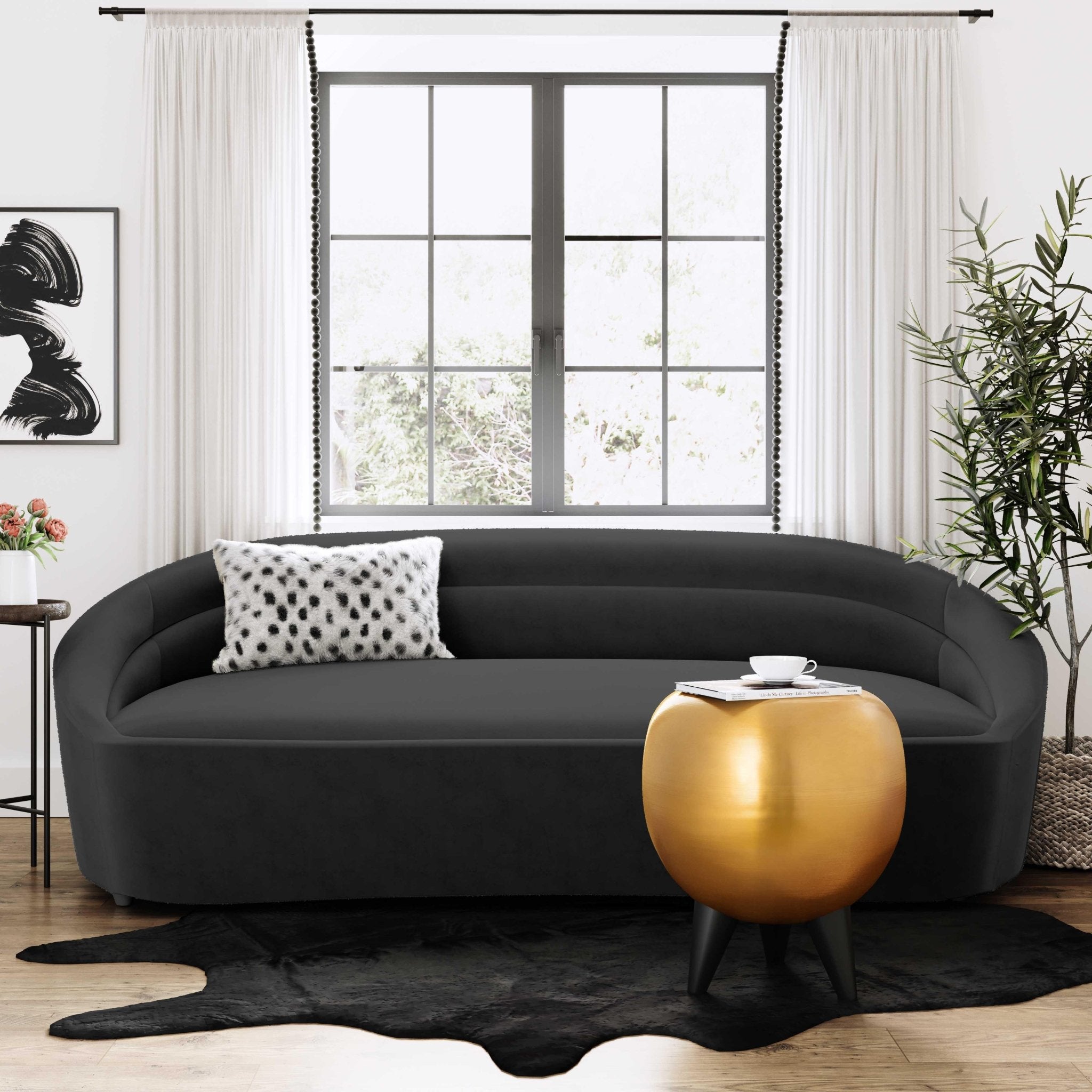 Ellison Black Velvet Sofa Sofas & Loveseats| TOV