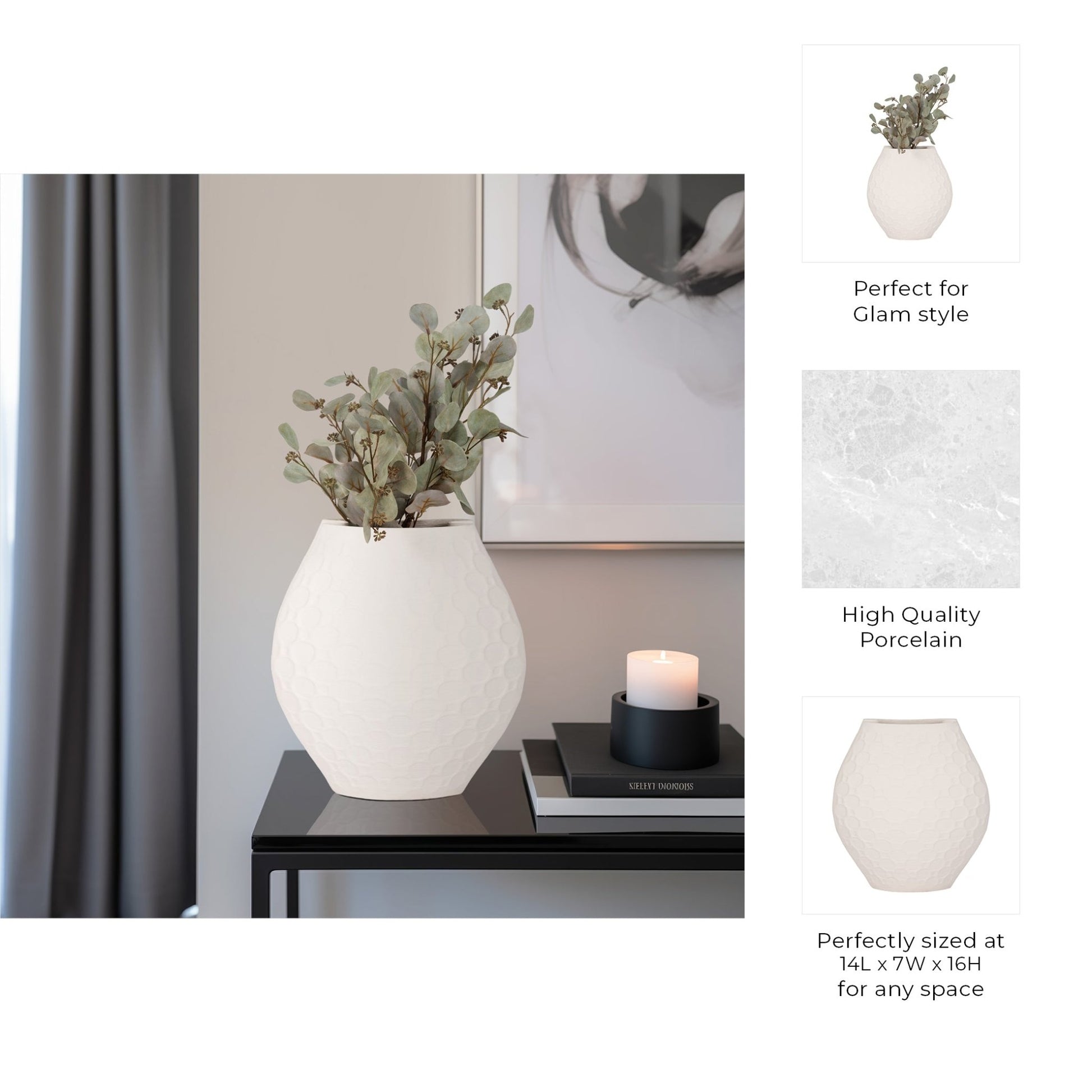 ELPHANTINE 3D PRINTED VASE, IVORY/BEIGE Vases and Jars| Sagebrook Home