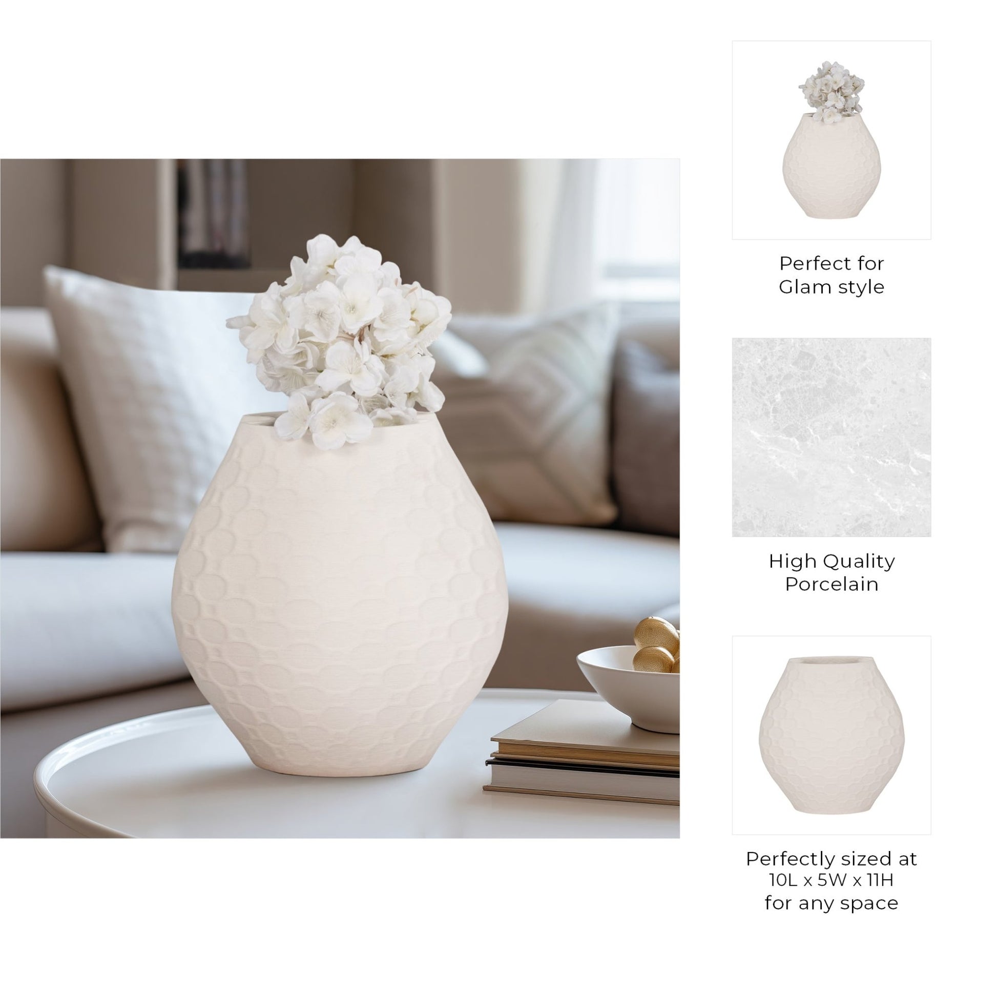 ELPHANTINE 3D PRINTED VASE, IVORY/BEIGE Vases and Jars| Sagebrook Home