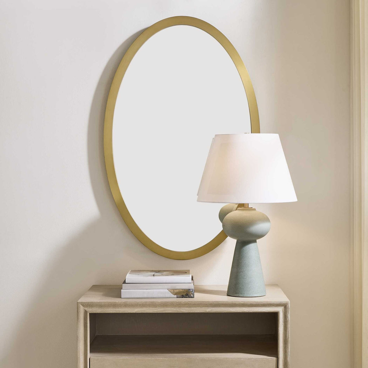 Elstree Antique Brass Oval Mirror Mirrors| Uttermost