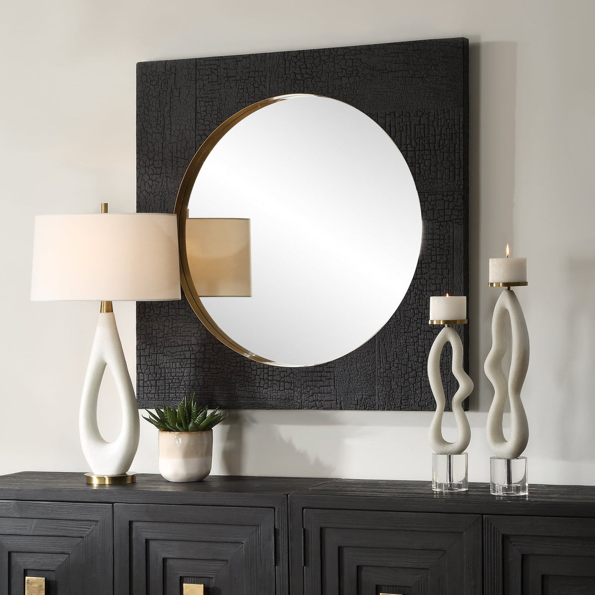 Ember Black Square Mirror Mirrors| Uttermost