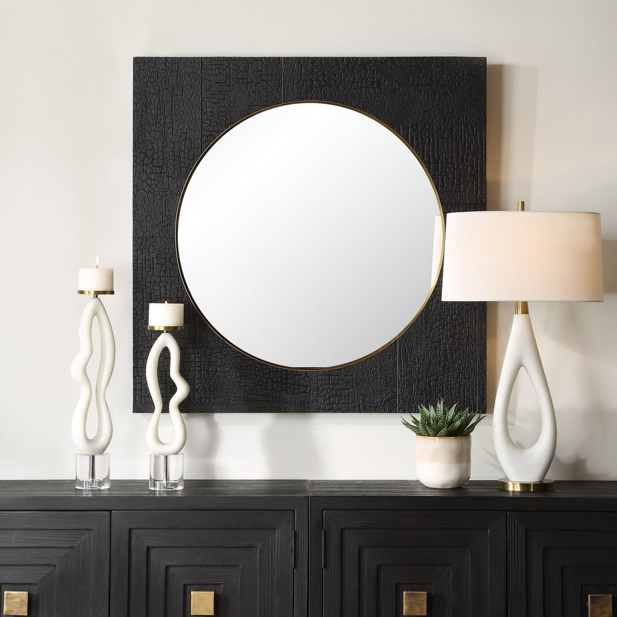 Ember Black Square Mirror Mirrors| Uttermost