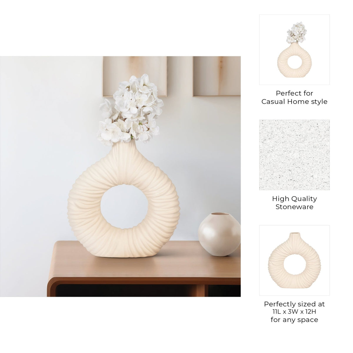 Embry Cream/Black Vase Vases and Jars| Sagebrook Home