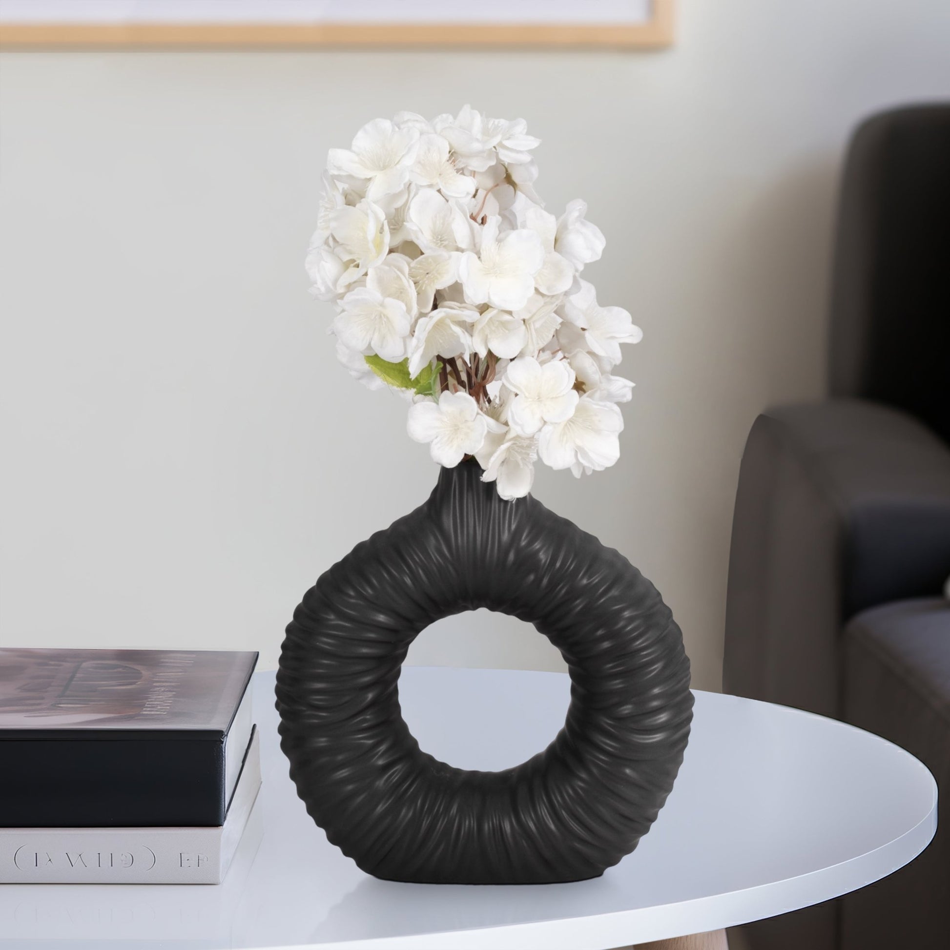 Embry Cream/Black Vase Vases and Jars| Sagebrook Home