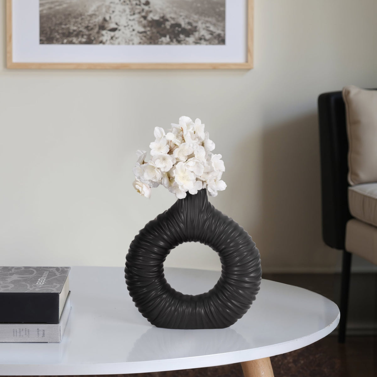 Embry Cream/Black Vase Vases and Jars| Sagebrook Home