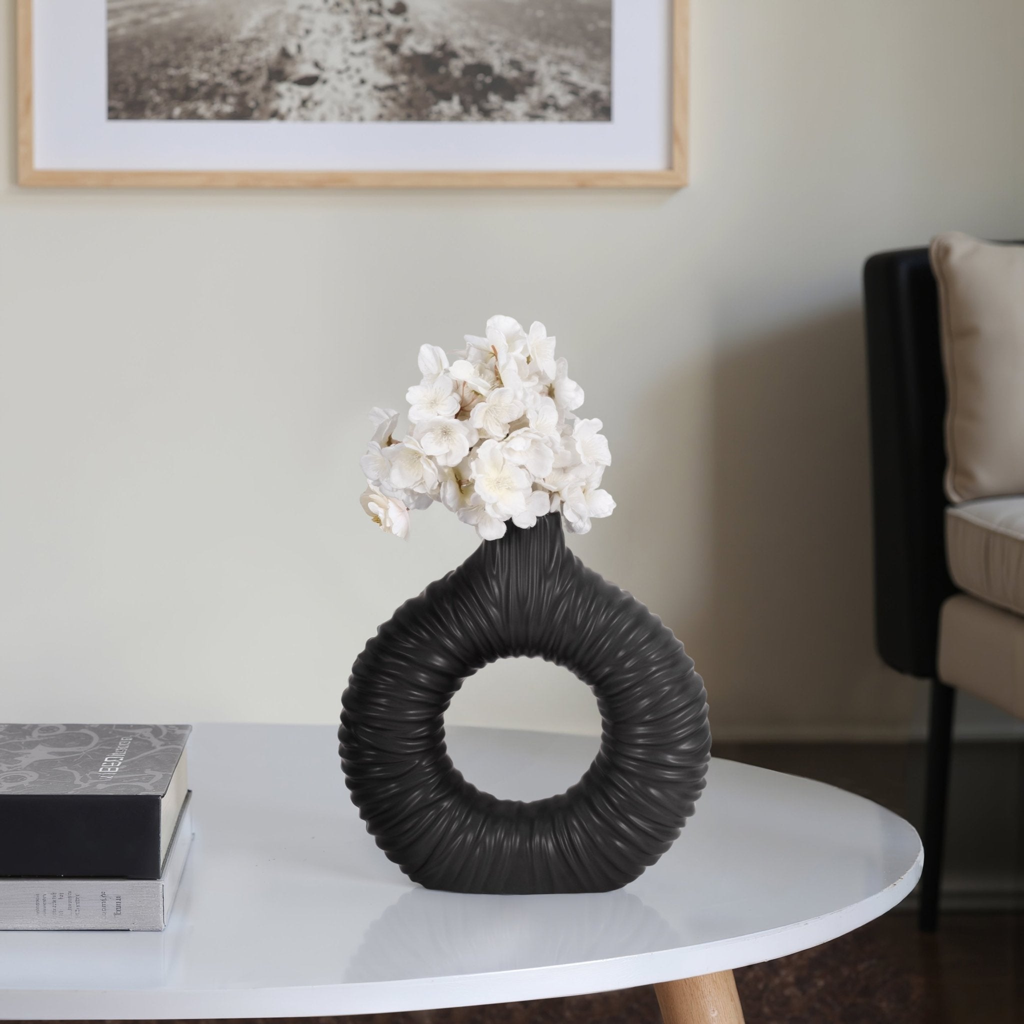 Embry Cream/Black Vase Vases and Jars| Sagebrook Home