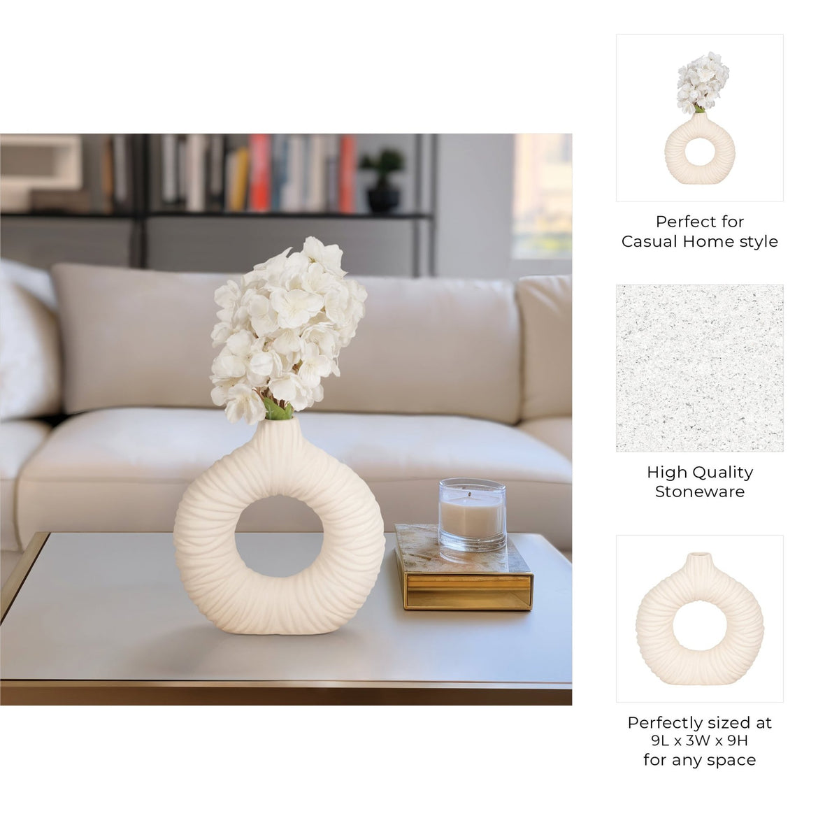 Embry Cream/Black Vase Vases and Jars| Sagebrook Home
