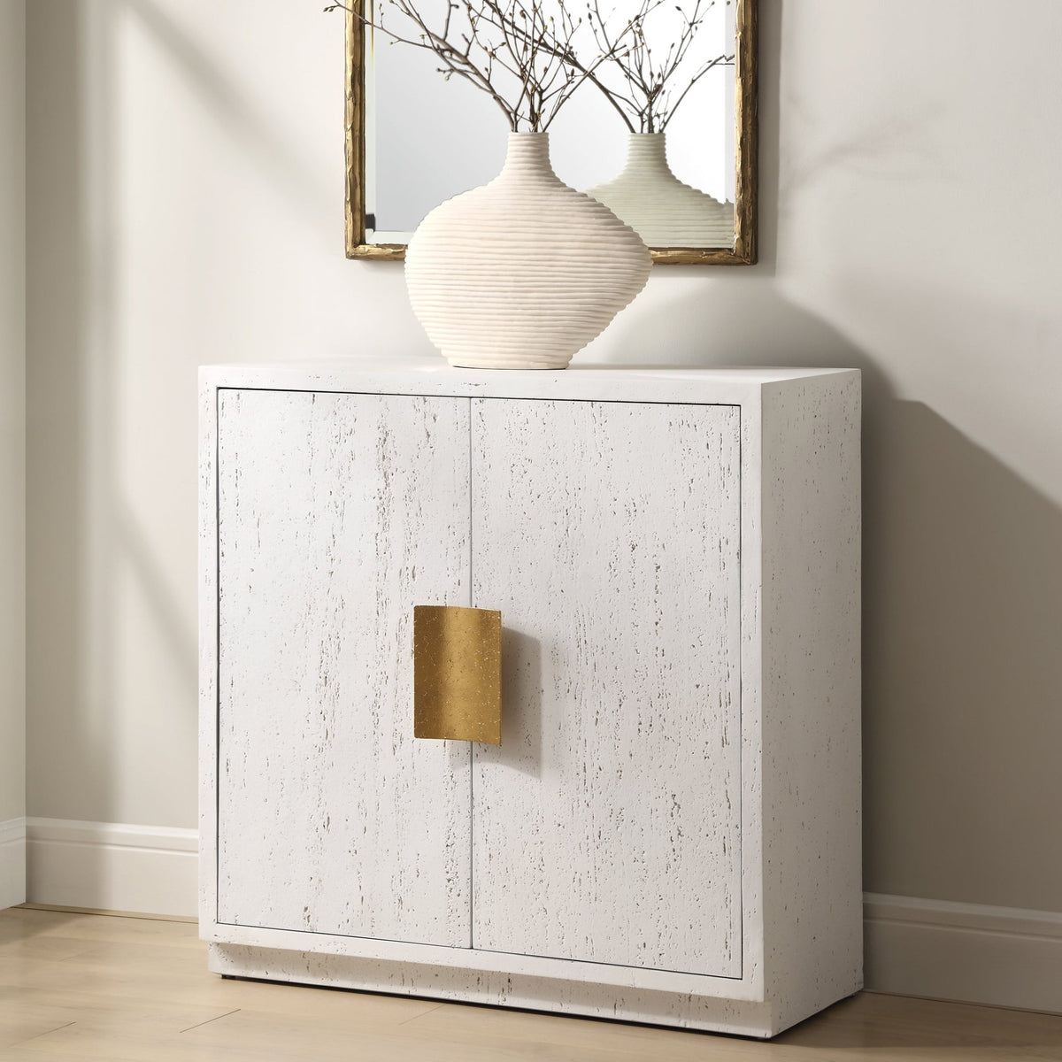 Emma 2 Door White Cabinet Cabinets & Chests| Uttermost
